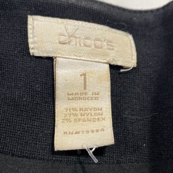 Chico's Women's Long Sleeve Rayon Blend Snap Down Long Coat Jacket Black Size 8 - Picture 12 of 14